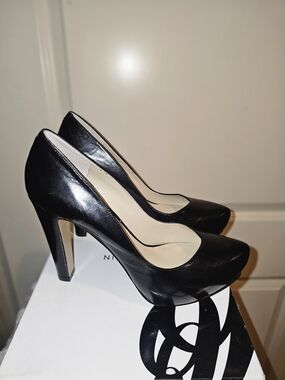 Nine West Black Patent Block Heel Pumps